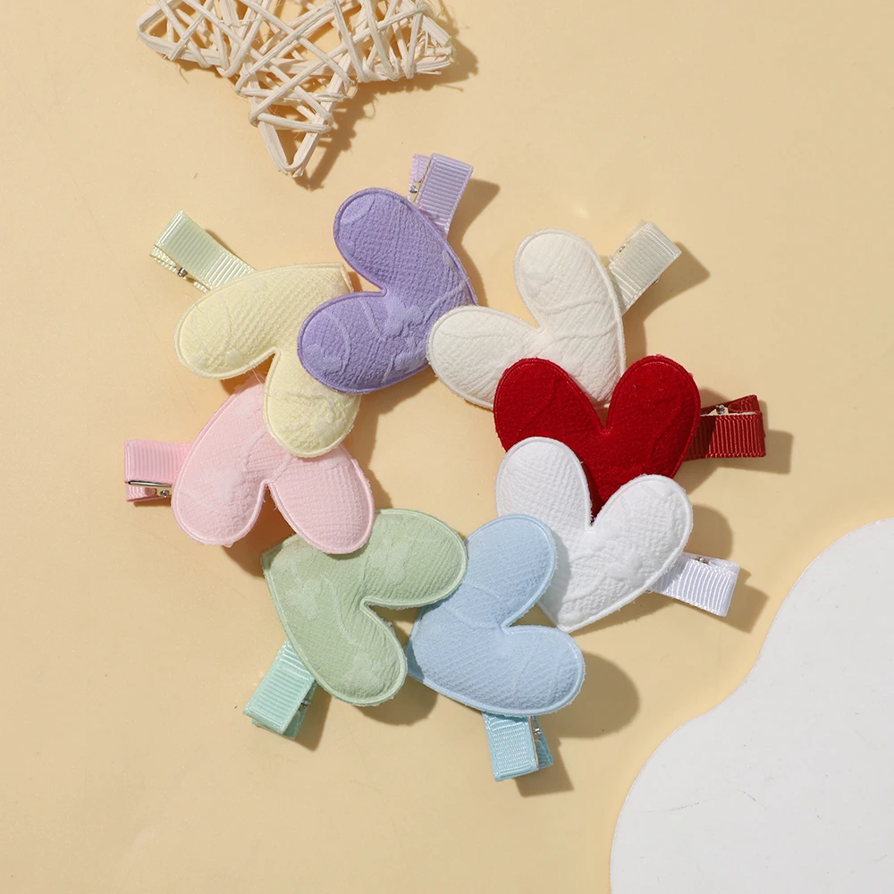 Pinzas para el pelo de princesa para niños, apliques acolchados en forma de corazón de Color sólido, accesorios para el cabello hechos a mano para niña