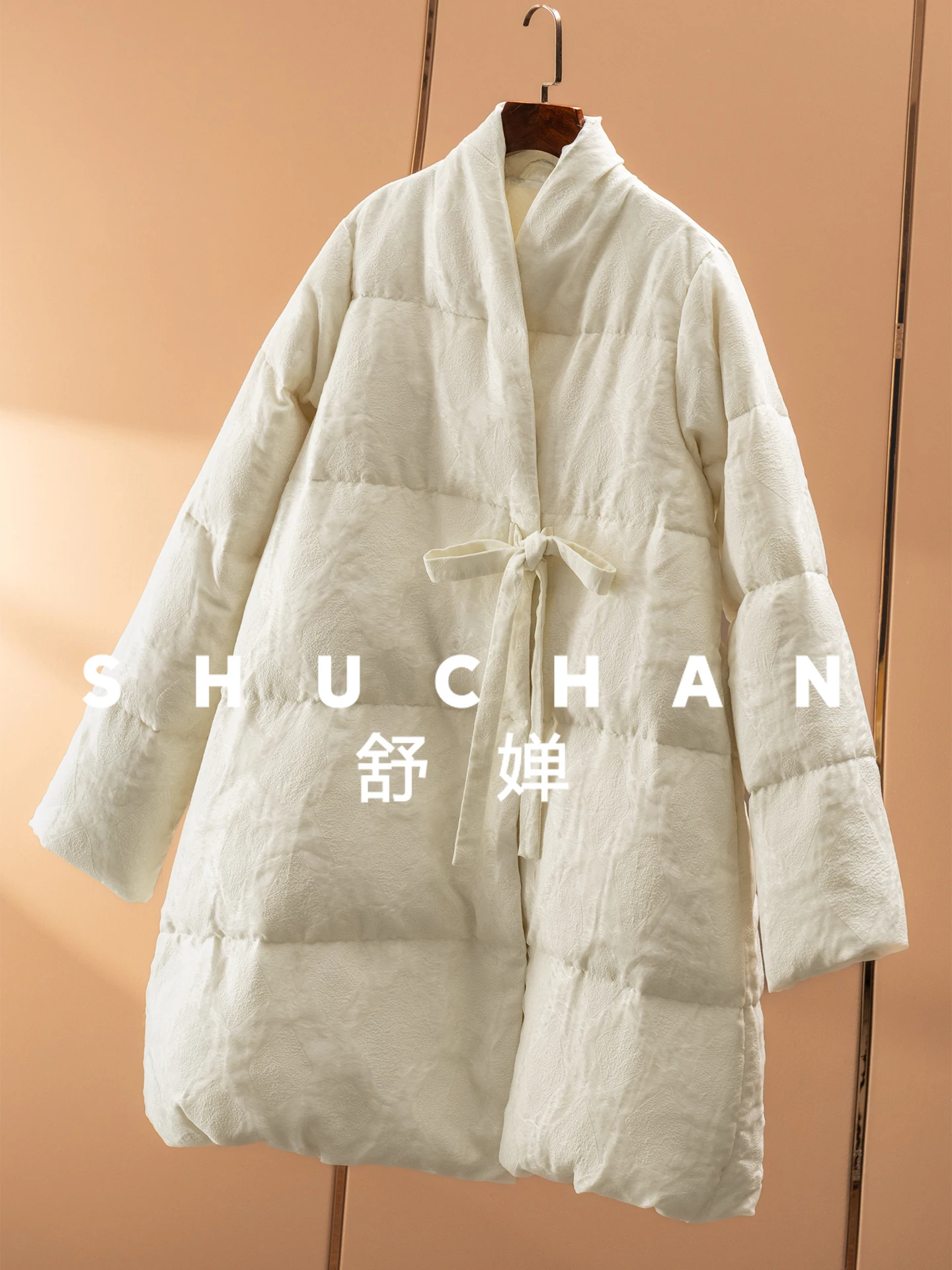 جديد الصينية الملمس الجاكار 90 الأبيض أوزة أسفل سترة متوسطة وطويلة للنساء 04J5 #4