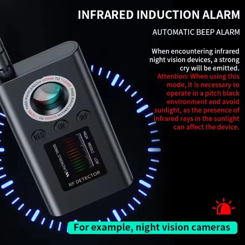 Multi functional infrared detector, hotel camera, GPS signal detector, anti spy and anti peeping detection artifact