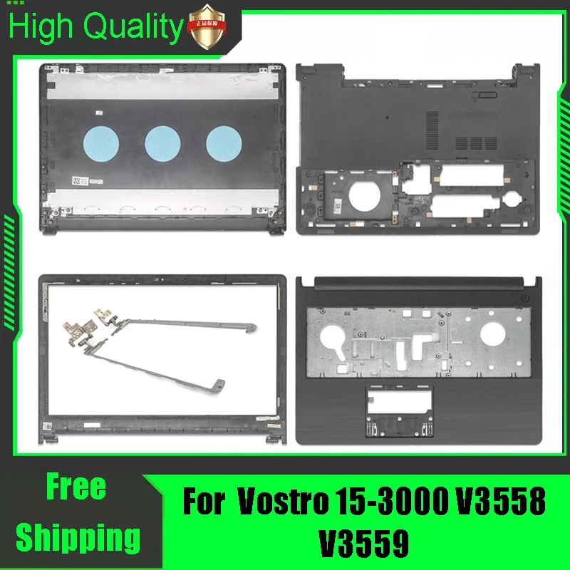 Para dell vostro 15-3000 v3558 v3559 tampa traseira do portátil capa superior moldura frontal apoio para as mãos superior inferior habitação touchpad preto