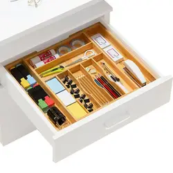 Cutlery Tray Wooden Cutlery Storage Tray Drawer Utensil Storage 9-Compartment Silverware Organizer Multi-Functional Kitchen Tool