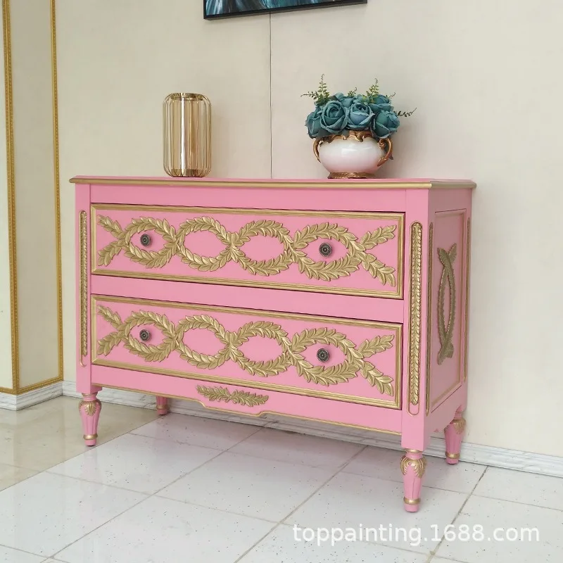 Factory wholesale American doorlight luxury pink living room decorative cabinet sofa side cabinet European door cabinet