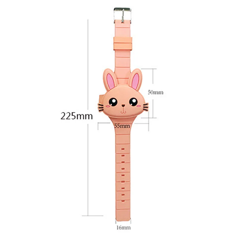 1 Pcs Kids LED Electronic Watch Silicone Band Cartoon Rabbit Flip Case Wrist Watch Lovely Gift Children Kid