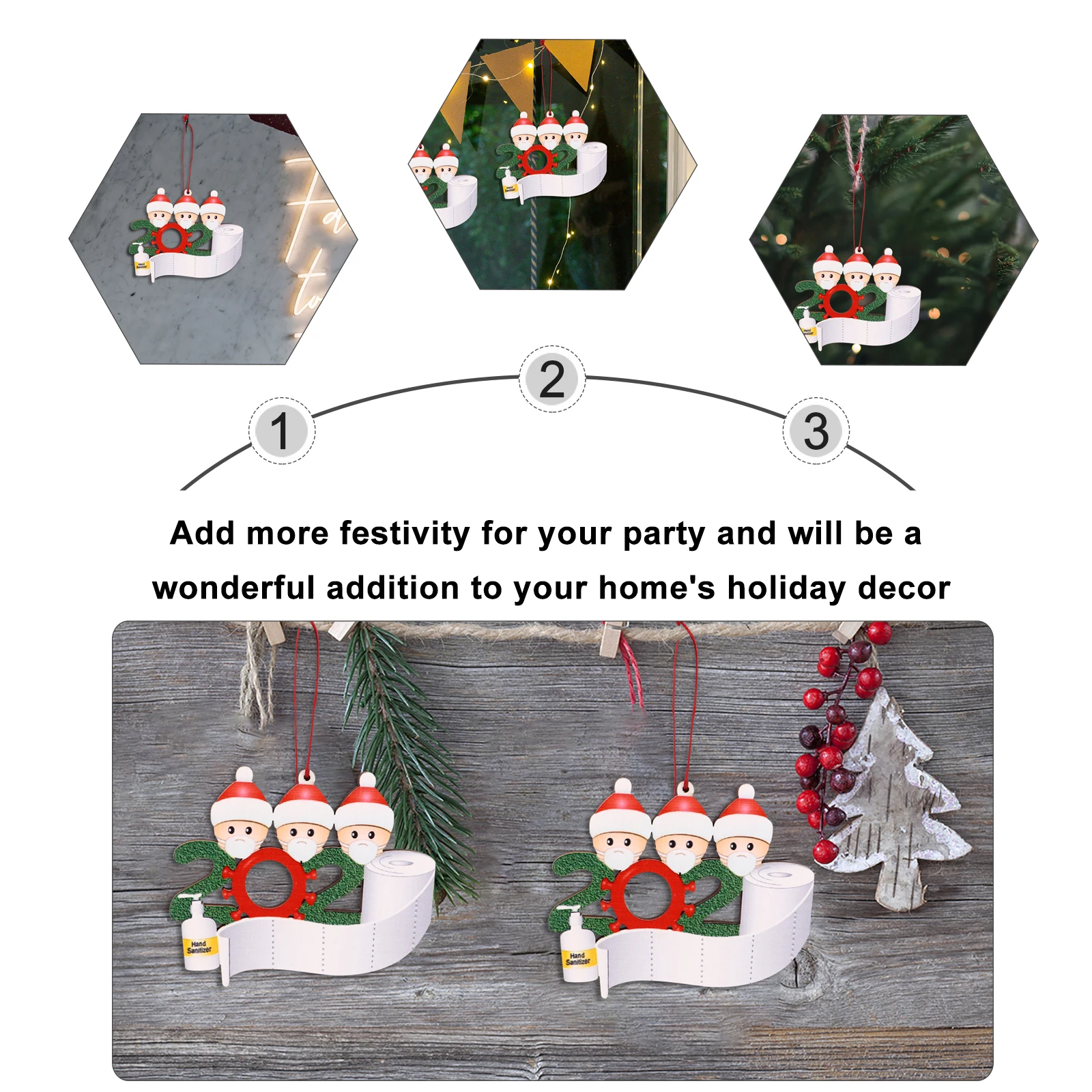 

2 Pcs Wooden Pendant Mask Xmas Tree Christmas Snowman Decoration Hanging Ornament Ornaments for