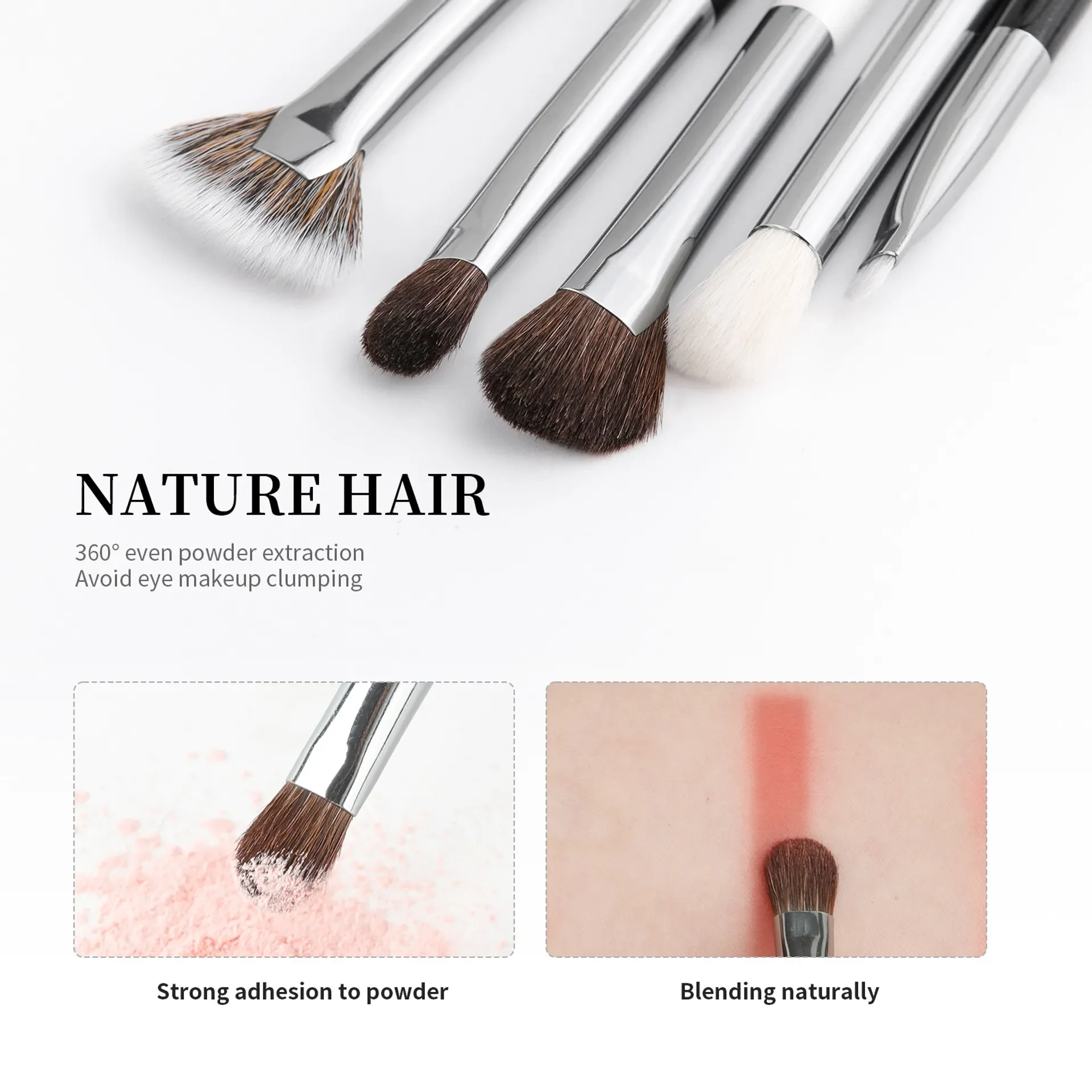 DUcare PANDA Eye Brush Set Eyeshadow Eyeliner Eyebrow Concealer Brushes Mini Travel Cosmetic Tool Ultra Soft Hourse Goat Hair