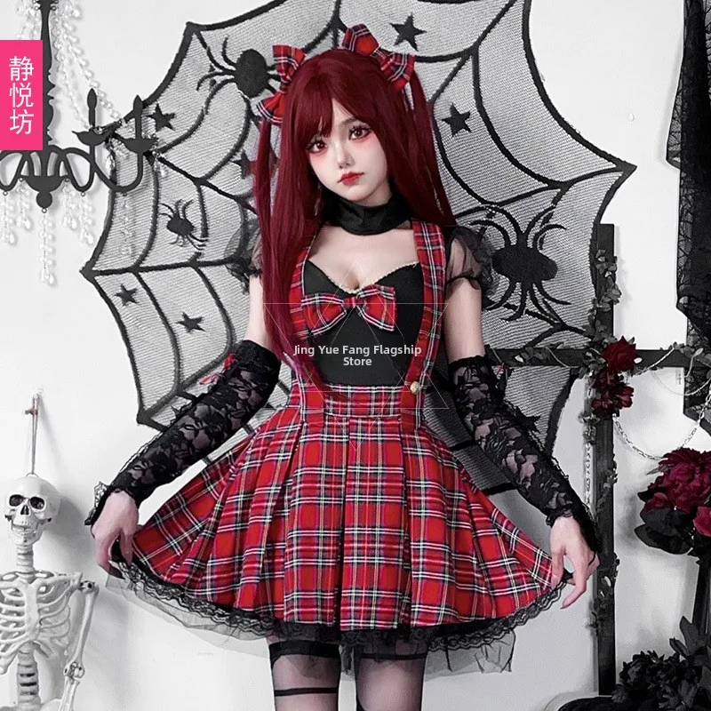 

Готическая панк-юбка в красно-черную клетку в стиле Y2K для выступлений на Хэллоуин, женская, теплая, из полиэстера