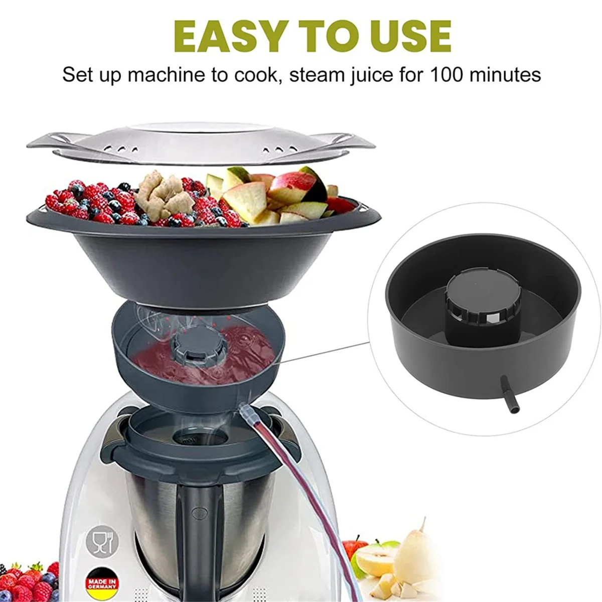 สำหรับ Thermomix TM6 TM31 TM5อาหารอุปกรณ์เสริม panci kukusan ใส + ถาดไอน้ำ + คั้นน้ำผลไม้พร้อมท่อ