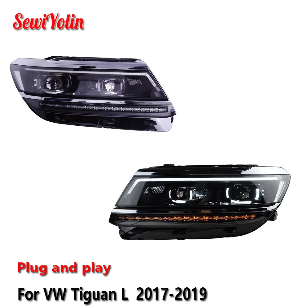 Car LED Headlight Light Assemblies For VW Tiguan L 2017-2019 Auto Fog DRL Brake Turn Signal Lamp Plug and Play