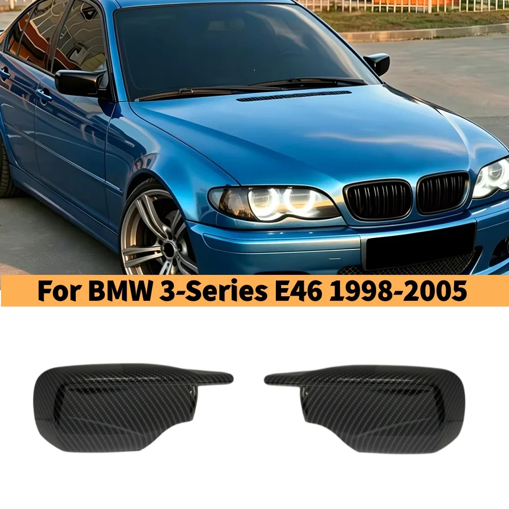 Pair Rearview Mirror Cover Side Mirror For BMW 3 Series E46 1998-2005 E39 1996-2003 LHD  OX Horn Rear View Mirror Cover