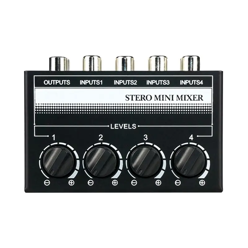 SQPP-2X 4 Channel Stereo Audio Mixer Support RCA Input And Output Mini Passive Stereo Mixer With Separate Volume Controls