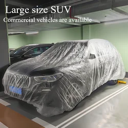 Universal Plastic Car Cover, Disposable Waterproof Dustproof Full Exterior Covers, Full Car Cover with Elastic Band Clear