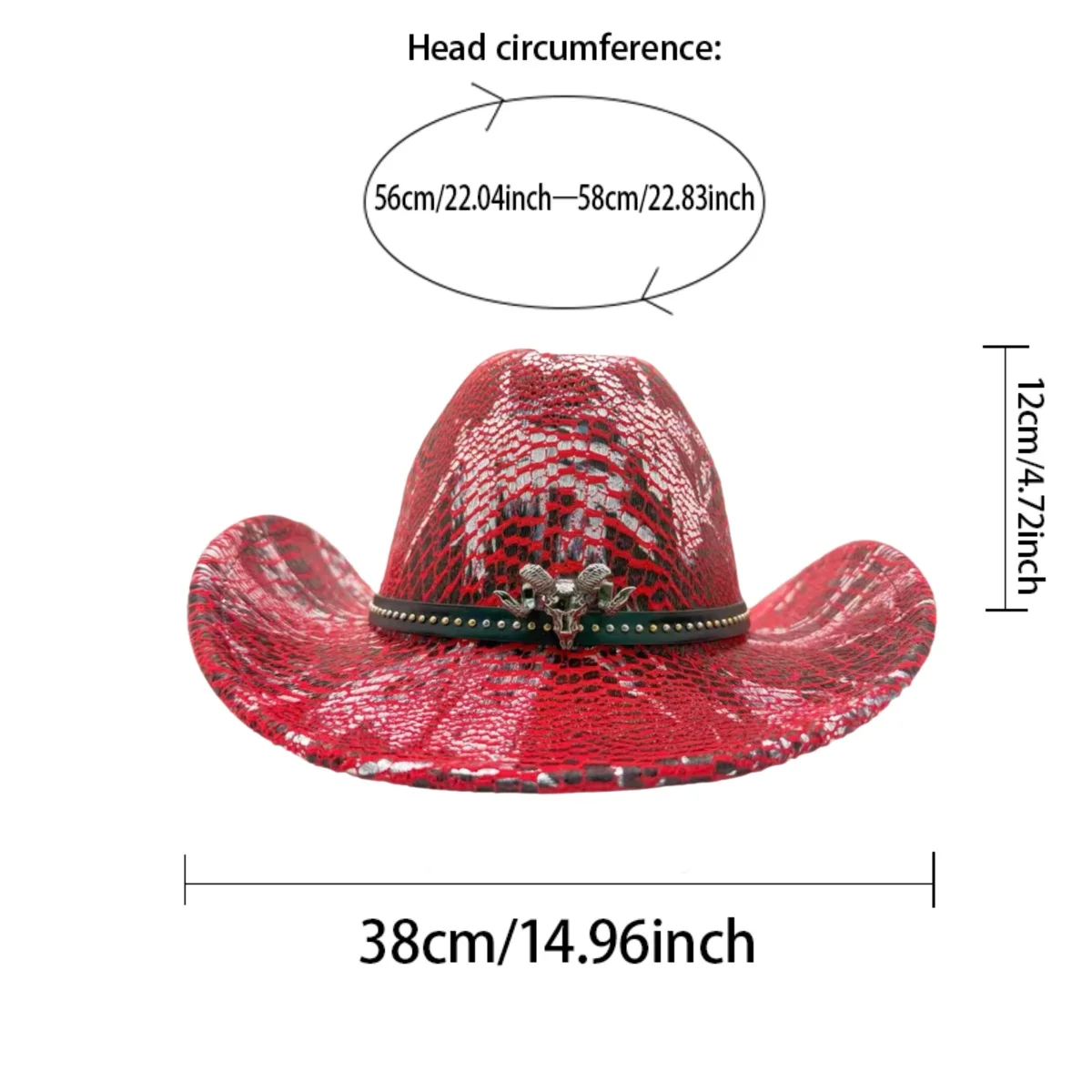 HongLuan Brokatowy Kapelusz Kostiumowy dla Dorosłych i Kapelusze Kowbojskie z Cyrkoniami dla Kobiet, Akcesoria do Cosplay Kowbojki i Kapelusz Kowbojski