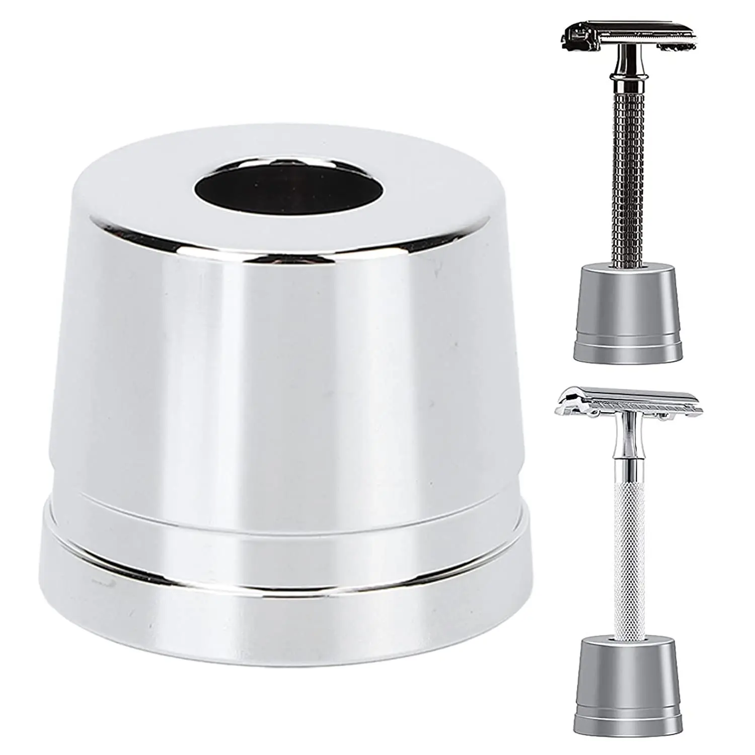 1 Pc Safety Razor Stand, Men's Aluminum Alloy Shaving Razor Base Holder, Classical Manual Razor Holder for Bathroom Countertops