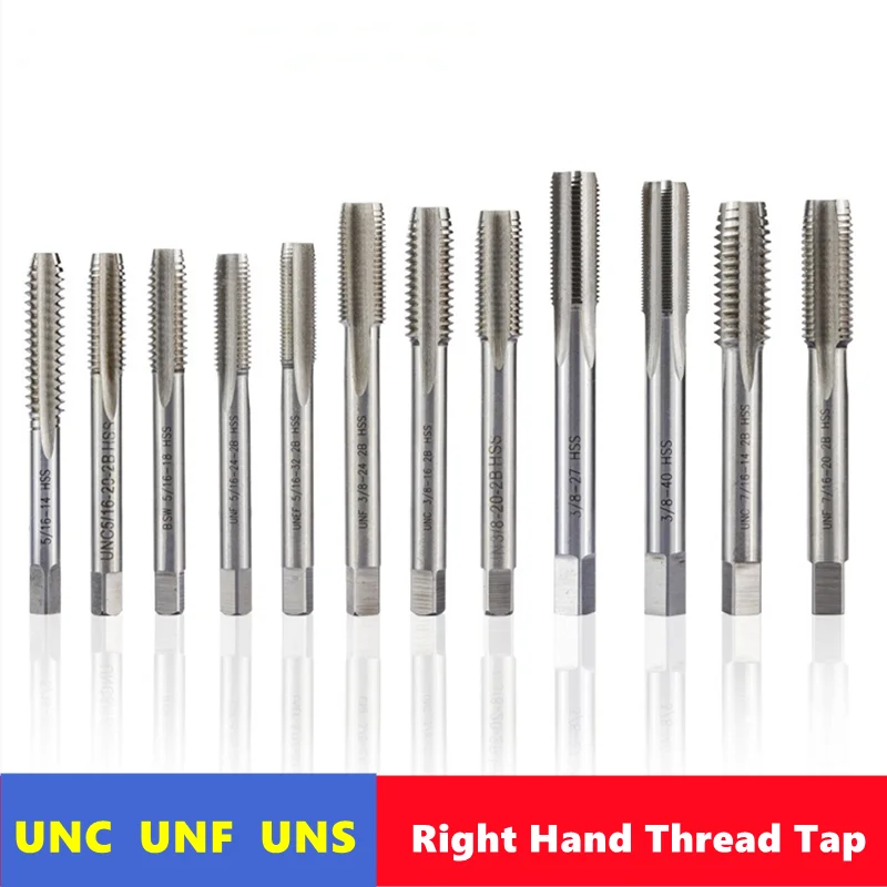 1pcs W6542 HSS American straight groove tap UN/NC/UNF/UNS/UNEF 0-80 4-40 6-32 8-32 1/4 1/8 5/16 3/8 internal thread tapping tool