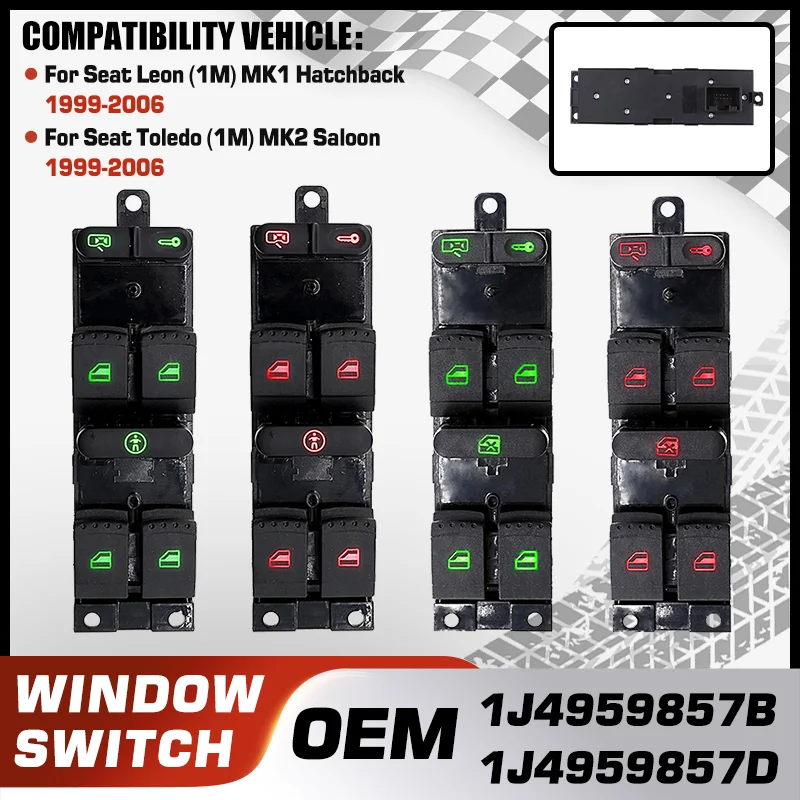 

Car Electric Master Power Window Switch Lock Switch For Seat Leon MK1 Seat Toledo 1M MK2 Saloon 1999-2006 1J4959857B 1J4959857D
