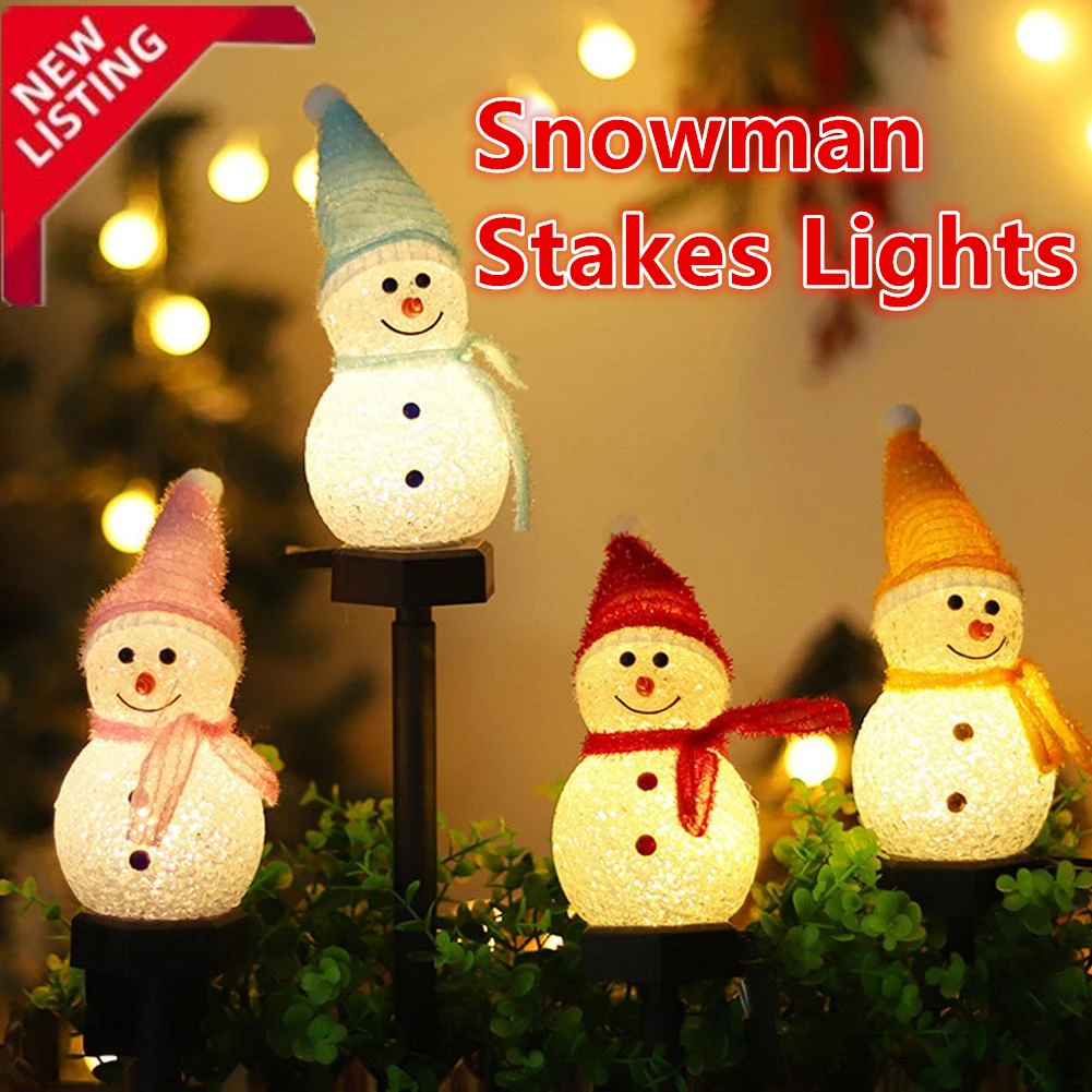 

Рождественские украшения, свет, солнечный свет, снеговик, рождественские уличные солнечные колья, огни для коридора, патио, украшения газона