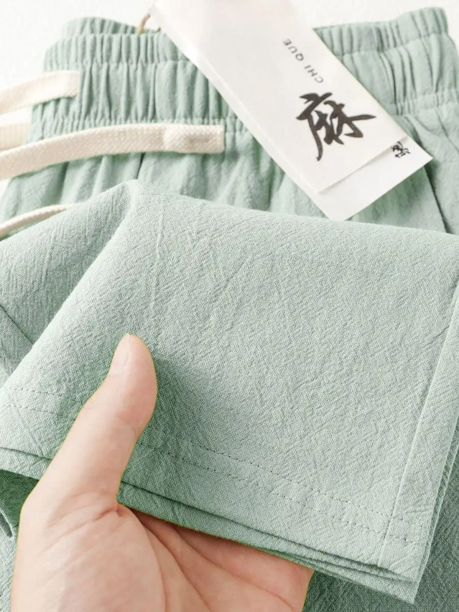Calças Esportivas Confortáveis de Algodão e Linho, Soltas e Casuais para Homens e Mulheres, Verde Menta, Leves para o Verão, ...