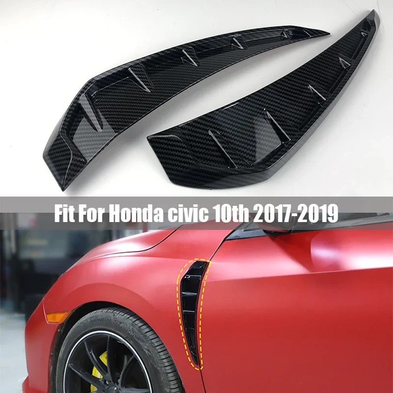 Fender Air Wing Vent Cover Trims For Honda Civic 2016 2017 2018 10th 2x Side Body Marker ABS Plastic Exterior Car Sticker