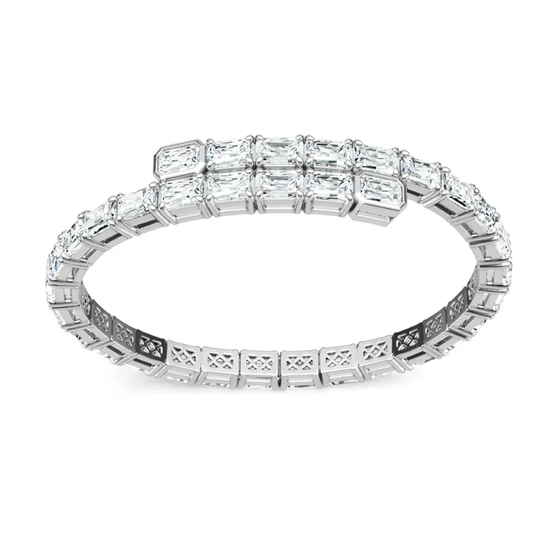 

ZFSILVER Silver s925 Fashion Luxury Moissanite Adjustable Square Bangle Bracelet Charms Women Wedding Jewelry Gifts B16331-4755