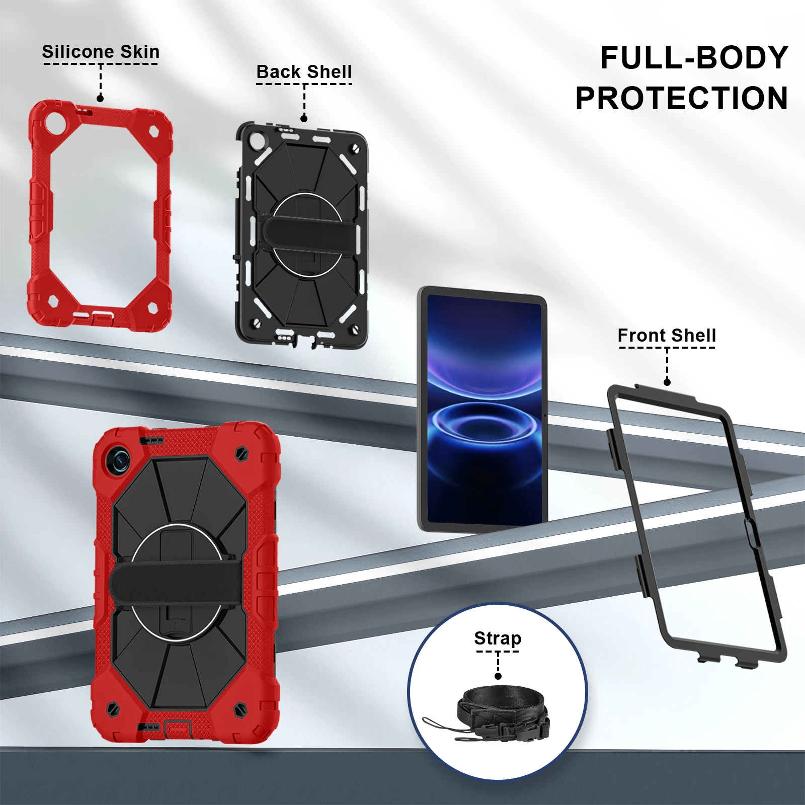 Shockproof Heavy Duty Kids Safe Hard Case for Xiaomi Redmi Pad 2 9.7 2026 SE 9.7 inch with Shoulder Strap Kickstand Protective