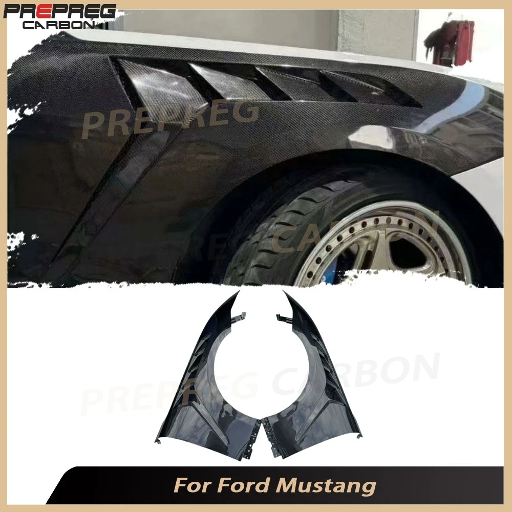 

Dry Carbon Fiber Front Fenders Auto Tuning Car Fenders Front Side Fender Vent Panel Cover For Ford Mustang 2024+ FRP Body Kits