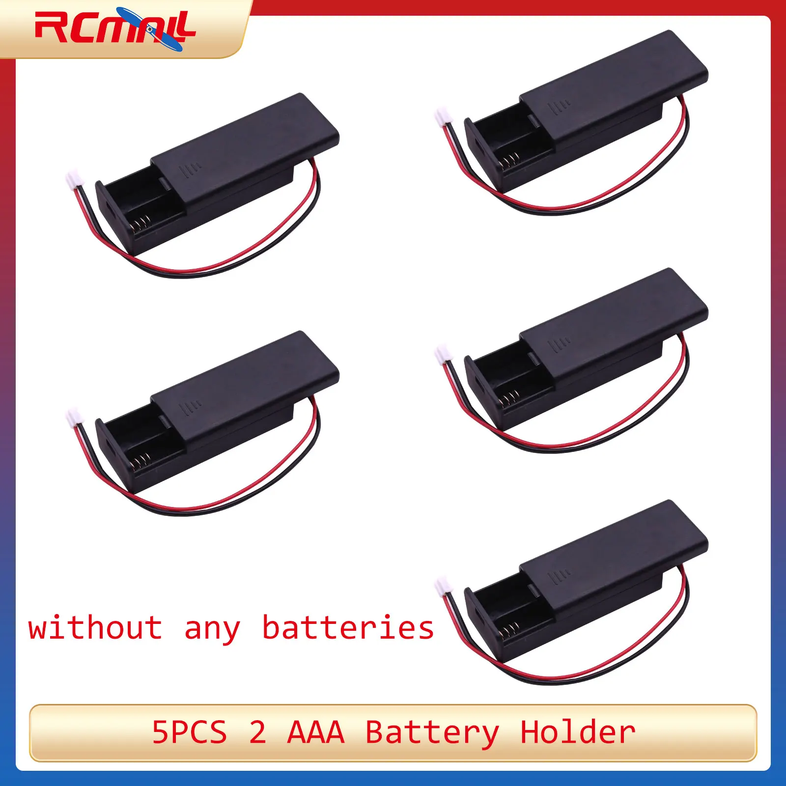 5PCS 2 AAA Battery Holder with ON/Off Switch for Microbit Battery Pack 3V 2 Cell Case Cover Box PH2.0 Connector 14cm Wire