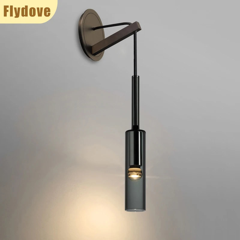 

Modern Minimalist Bedroom Crystal Full Copper Wall Lamp Nordic Luxury Bedside Living Room TV Background Wall LED Decorative Lamp