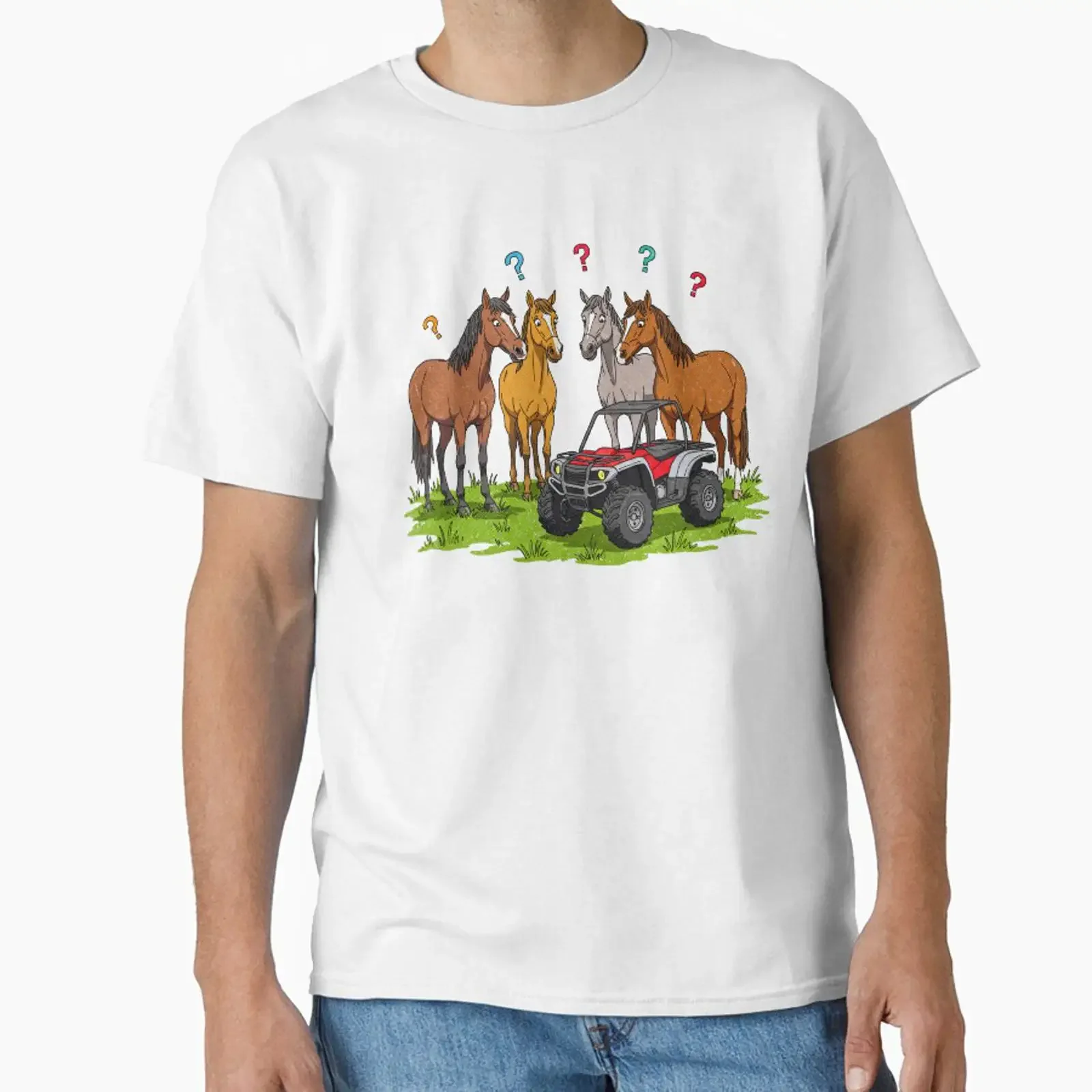 Confused Horses and Off Road ATV Adventure designed sold by T ShirtARTHY vintage Washed streetwear Casual Versatile homme