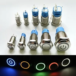 Button Switch 12/16/19/22mm Momentary Latching Fixed Push On Off Power Start Stop Electric LED Light 3V 6V 12V 24V 220V