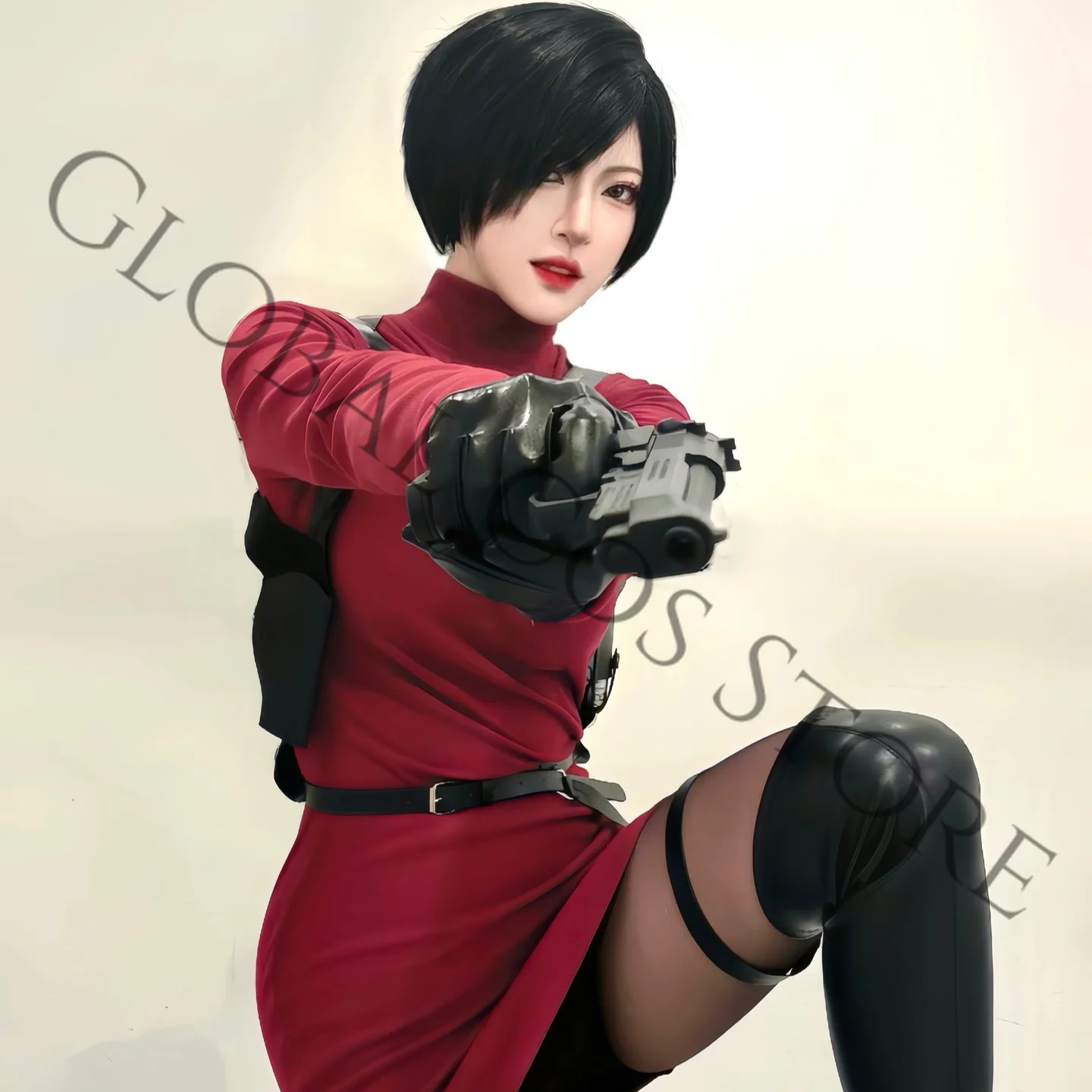 Movie Resident Evil 4 Remake Cosplay Ada Wong Costume Gloves Sweater Props Wig Set for Halloween Carnival Party Dress Up view 5