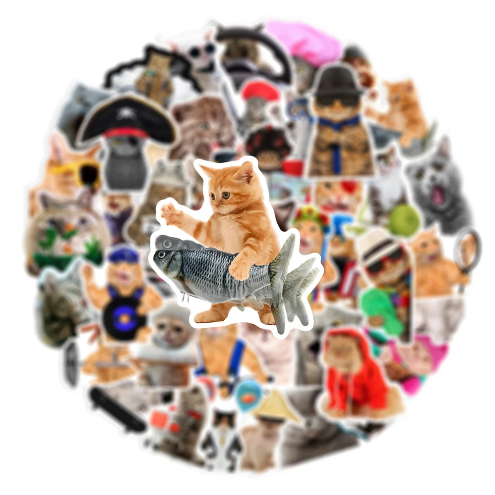 Autocollants de dessin animé drôle de chat mignon pour enfants, décalcomanies d'animaux, graffiti, ordinateur portable, téléphone, vélo, étanche, amusant, jouets, 10 pièces, 30 pièces, 66 pièces