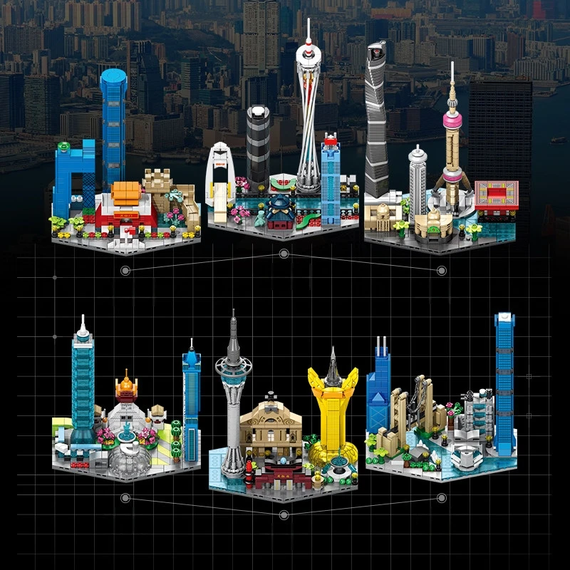 

Chinese Landmark Building Blocks Miniature Scene Assembly Model Ornaments Decoration Children's Birthday Gift Toys