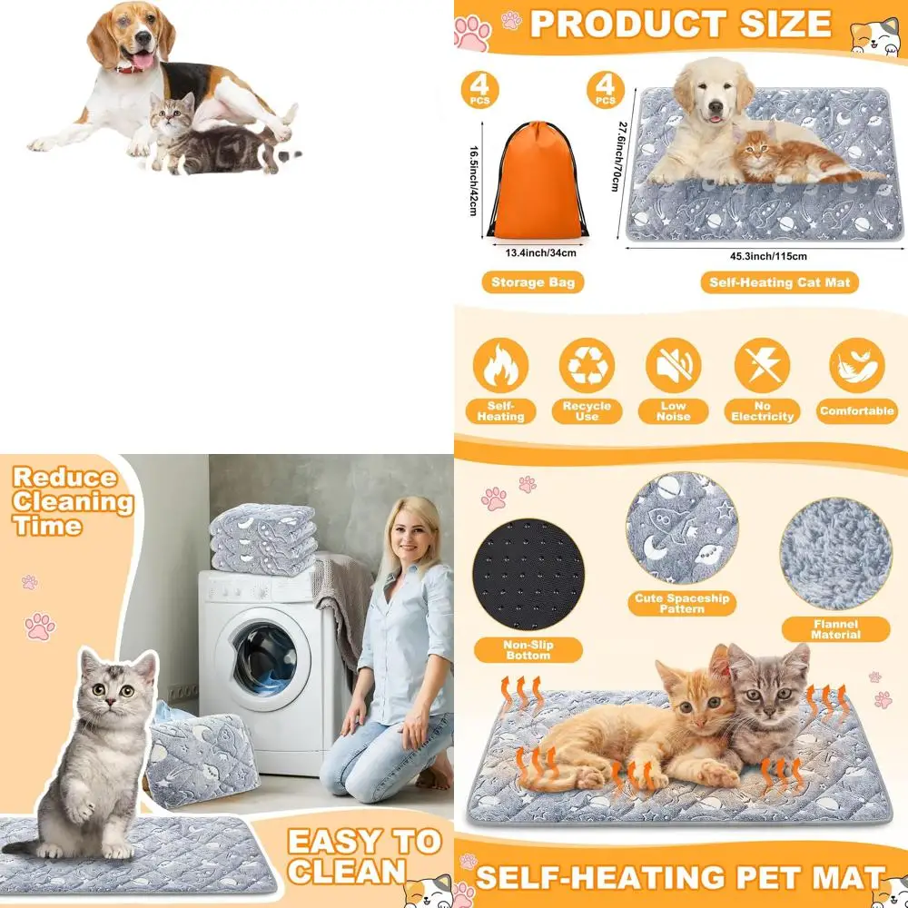

Самонагревающийся коврик для кошек, 24x18, термоподстилка для собак, 28x45, нескользящий, моющийся, с сумкой для хранения, для домашних животных (для использования в помещении/на улице)