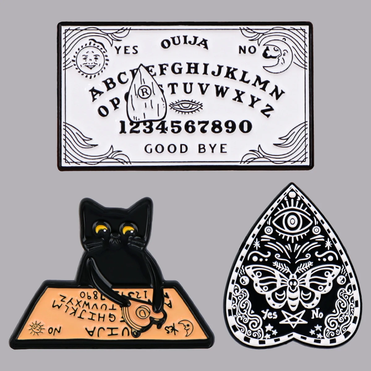 Punk Enamel Pins Funny Witch Brooches For Women Metal Gothic Black Cat Badge Animal Lapel Pins Jewelry Friend Halloween Gift