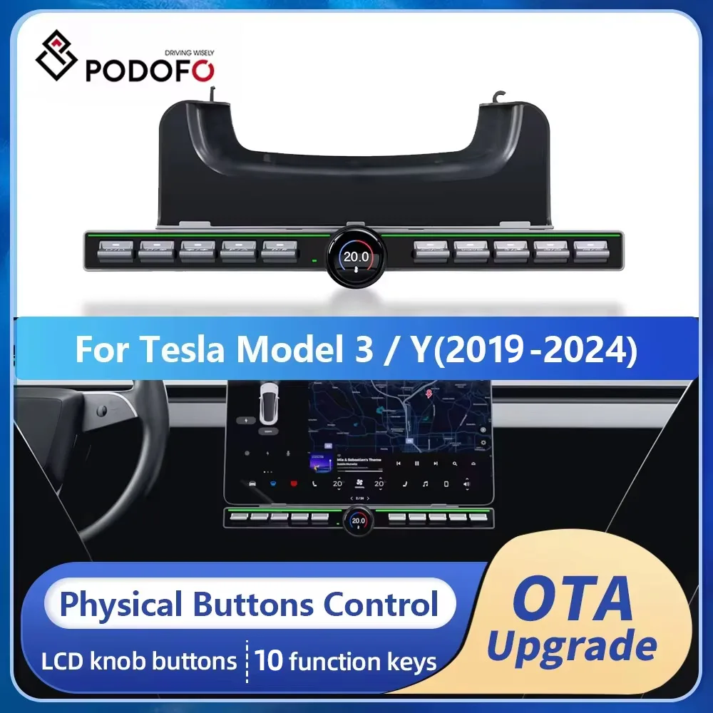 

Physical Buttons Podofo для Tesla Model 3 Y 2019-2024 Многофункциональная панель центральной консоли с 10 кнопками окружающего освещения