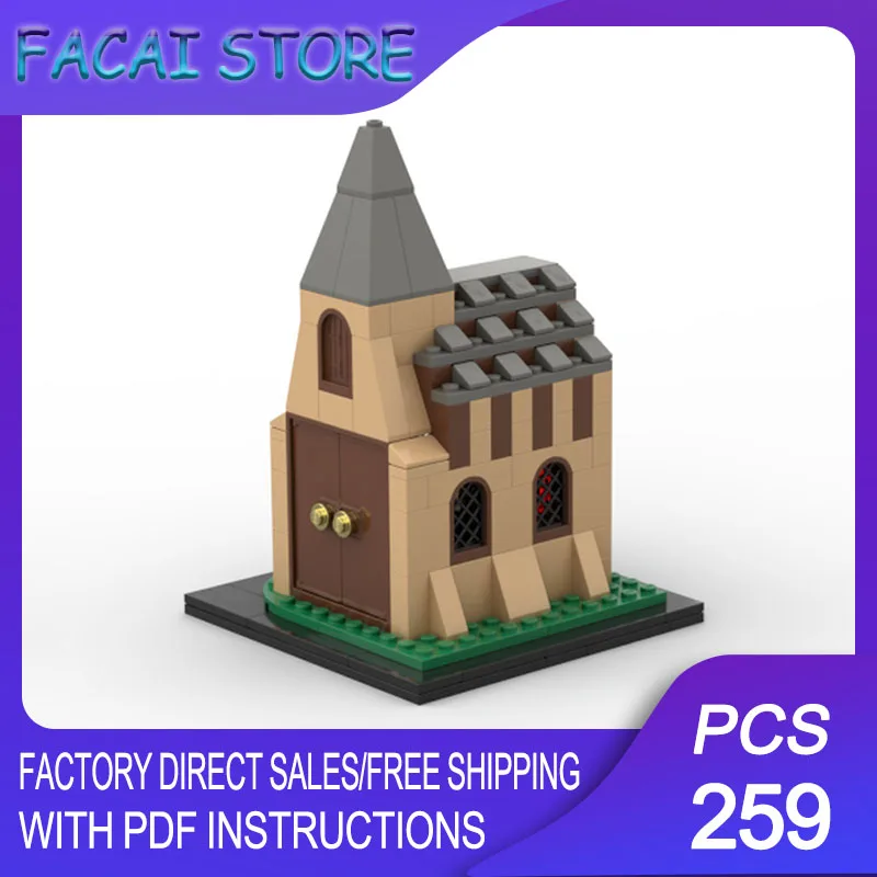 

Castle Model Moc Building Bricks Modular Medieval Chapel Model Technology Street View Blocks Christmas DIY Toy Construction Gift