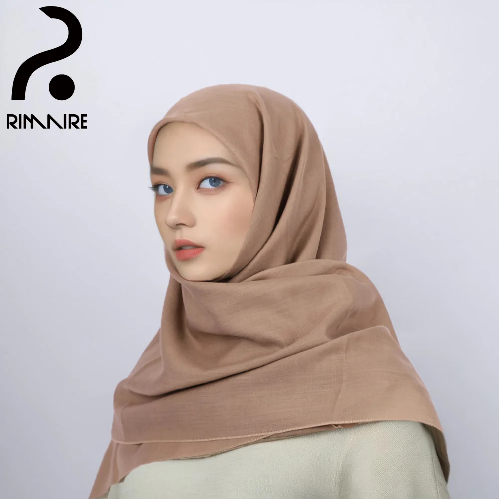 

RIMAIRE Pure Color Cotton Muslim Hijab 110*110cm Square Scarf Comfortable and Soft Islam Turban for Women Instant Headscarf