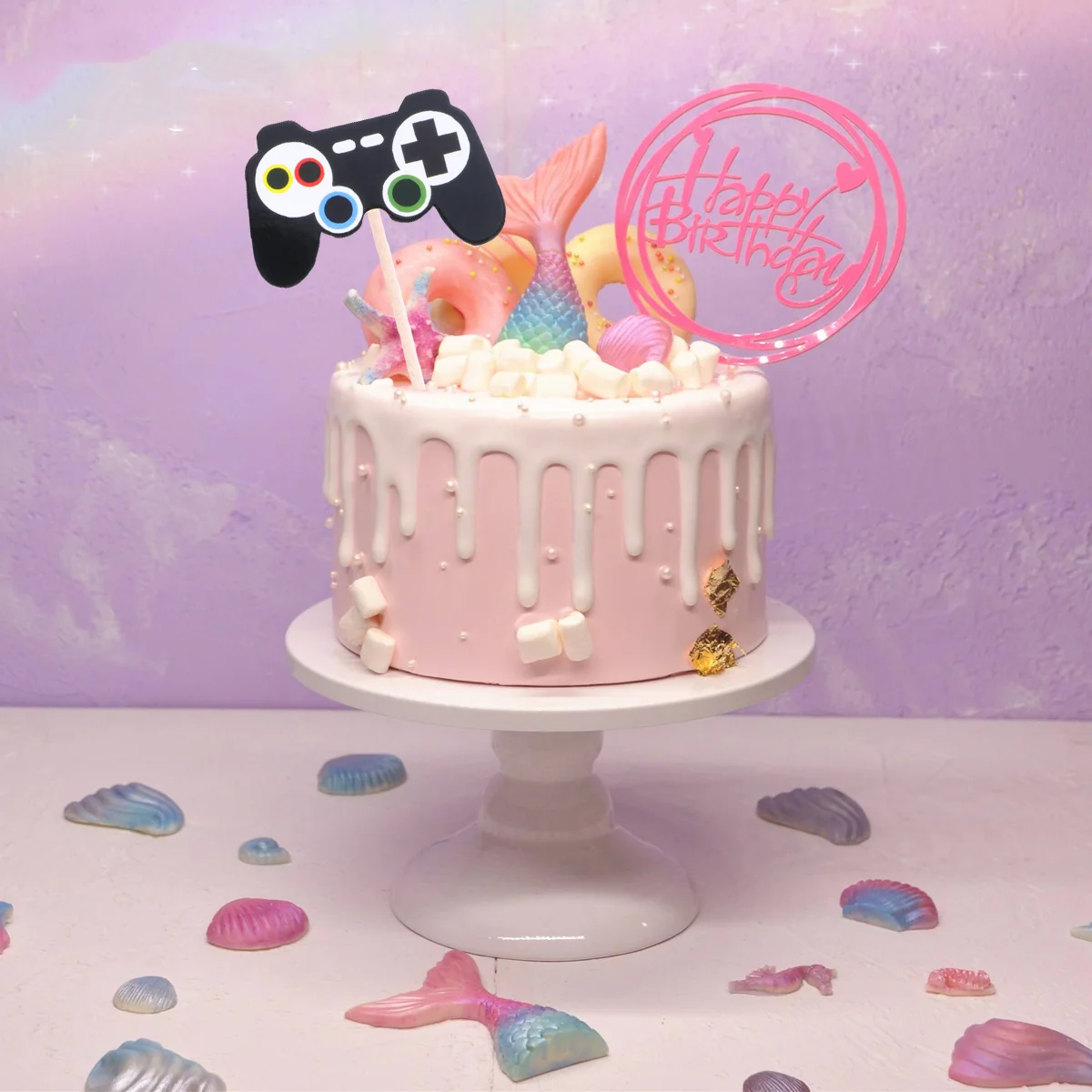 24 PCS Ingredients Child Theme Party Muffin Pick Bamboo Video Game Controller Cupcake Topper Dessert Cards for Children