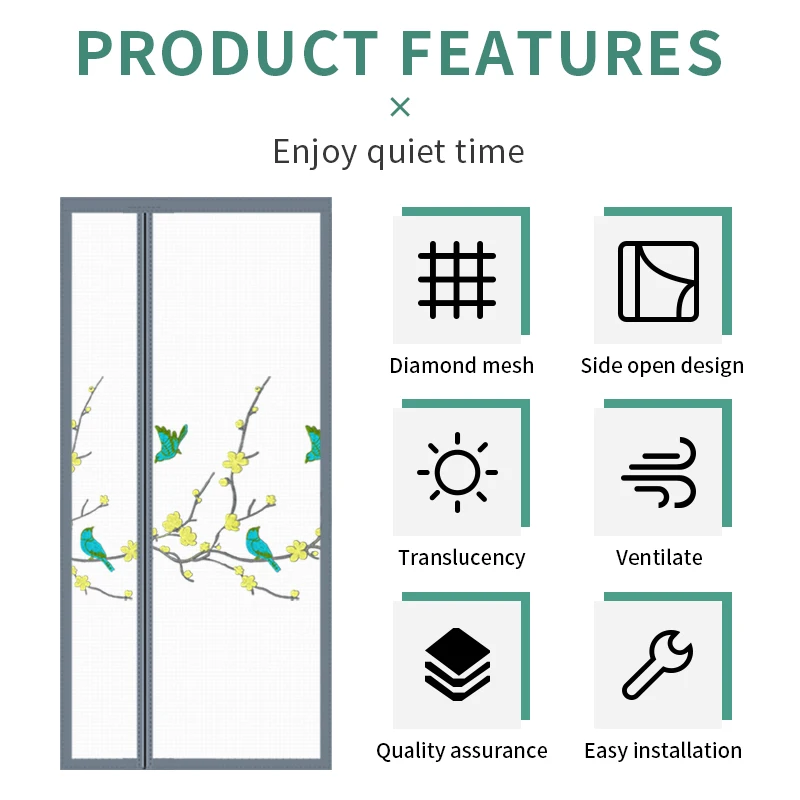 Insect-proof fence curtains, hands-free mesh dividers that keep bugs out Side-opening, self-sealing magnetic screen curtains
