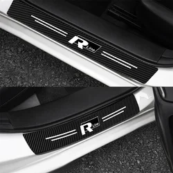 4PCS/SET Car Door Sill Protector Plate Carbon Fiber Threshold Anti-Scratch Bumper Stickers for VW Rline Golf Beetle