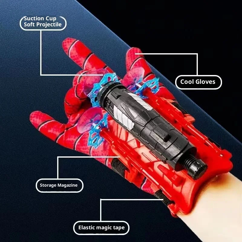 Disney SpiderMan Hero Launcher Вращающаяся пусковая установка Человека-паука Мягкая пуля Пистолет на присоске Игрушка для выброса Детский подарок на день рождения