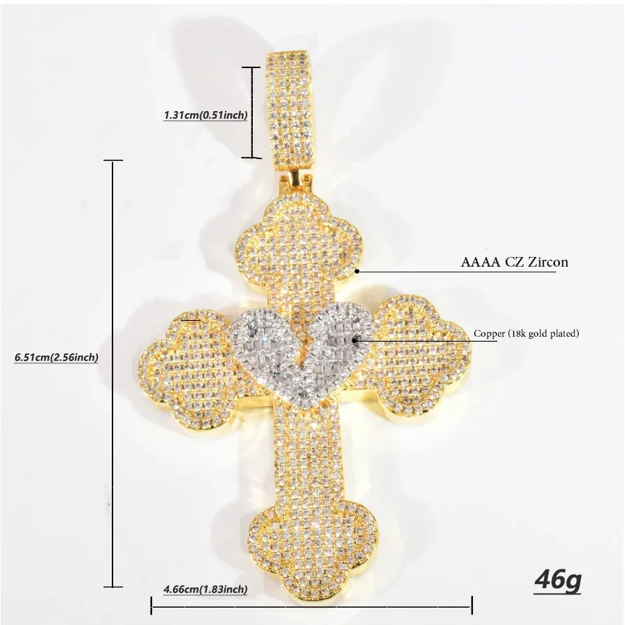 

2025 Iced Out Bling Men Boy Cool Hip Hop Geometry Cubic Zircon Rope Chain Cross Pendant Necklace Rock Punk Sparking Jewelry Gift