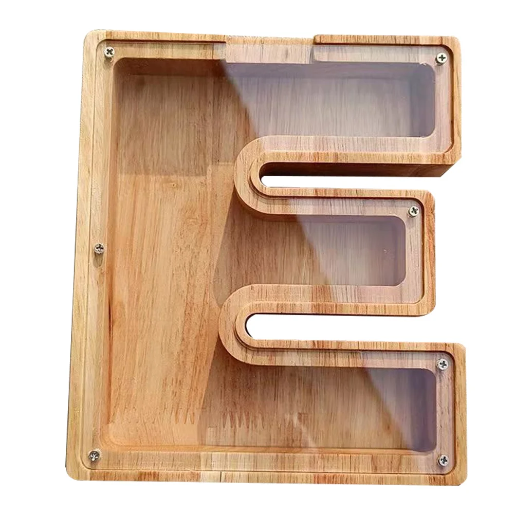 

Creative Wooden Letter Piggy Bank Alphabet Coin Bank Sturdy Safe Transparent Design Bedroom Living Room Study Home Decor