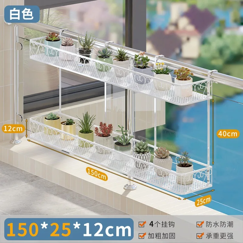 Metal Heavy Duty Plant Stand, Rustproof Multi-Tier Hanging for Window Railing, Succulent Flower Shelf, Balcony Space Saver