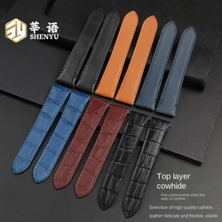 Shenyu Genuine leather strap For Cartier Santos WSSA0010 WHSA0021 WHSA0023 Quick-release interface watchband 19 21mm bracelet