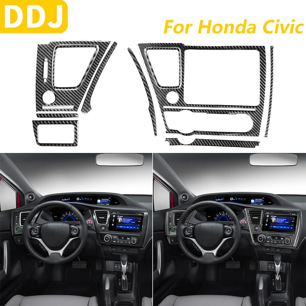 

Для Honda Civic 9th Coupe/Sedan 2013-2015 инструмент из углеродного волокна радио CD AC вентиляционное отверстие комплект крышка автомобильные аксессуары наклейка