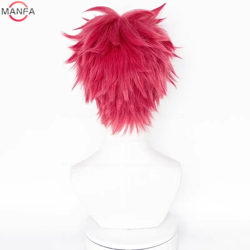 Anime Akaza Cosplay Wig Short Red Wigs Heat Resistant Synthetic Anime Wigs + Wig Cap image 5
