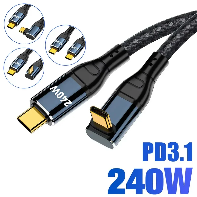 

Углоть 90 градусов Супер быстрая зарядка PD 3.1 240 Вт Кабель USB типа C к C для iPhone 15 Apple iPad Macbook Vivo Samsung Зарядное устройство для передачи данных
