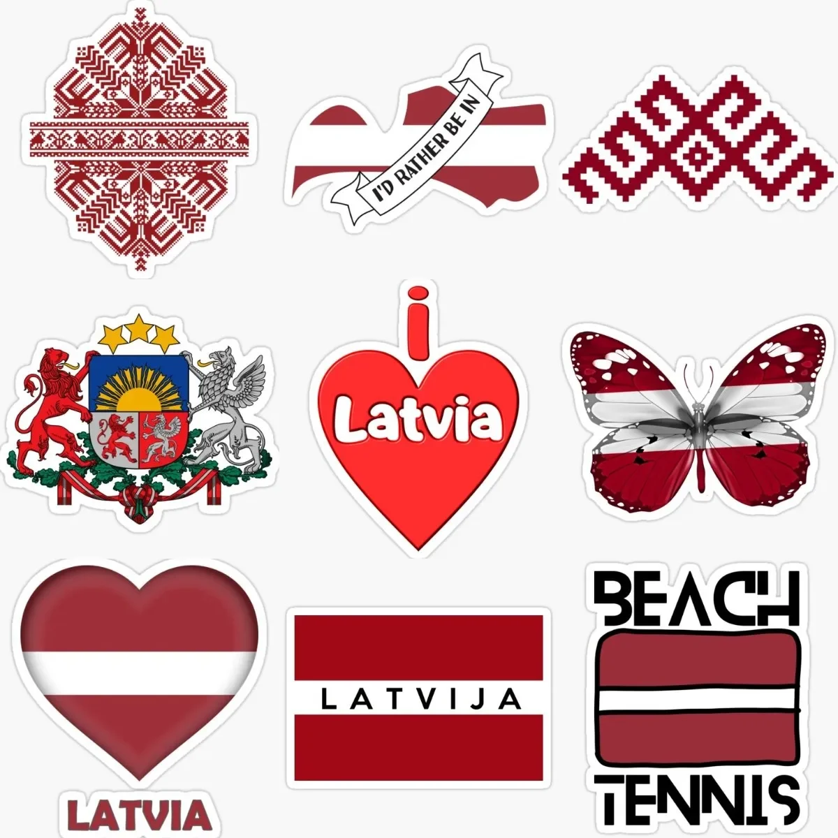 

Creative Latvia Flag Map National Emblem PVC Sticker for Decorate Wall Window Car Motorcycle Off-road Helmet Camper Bumper Decal