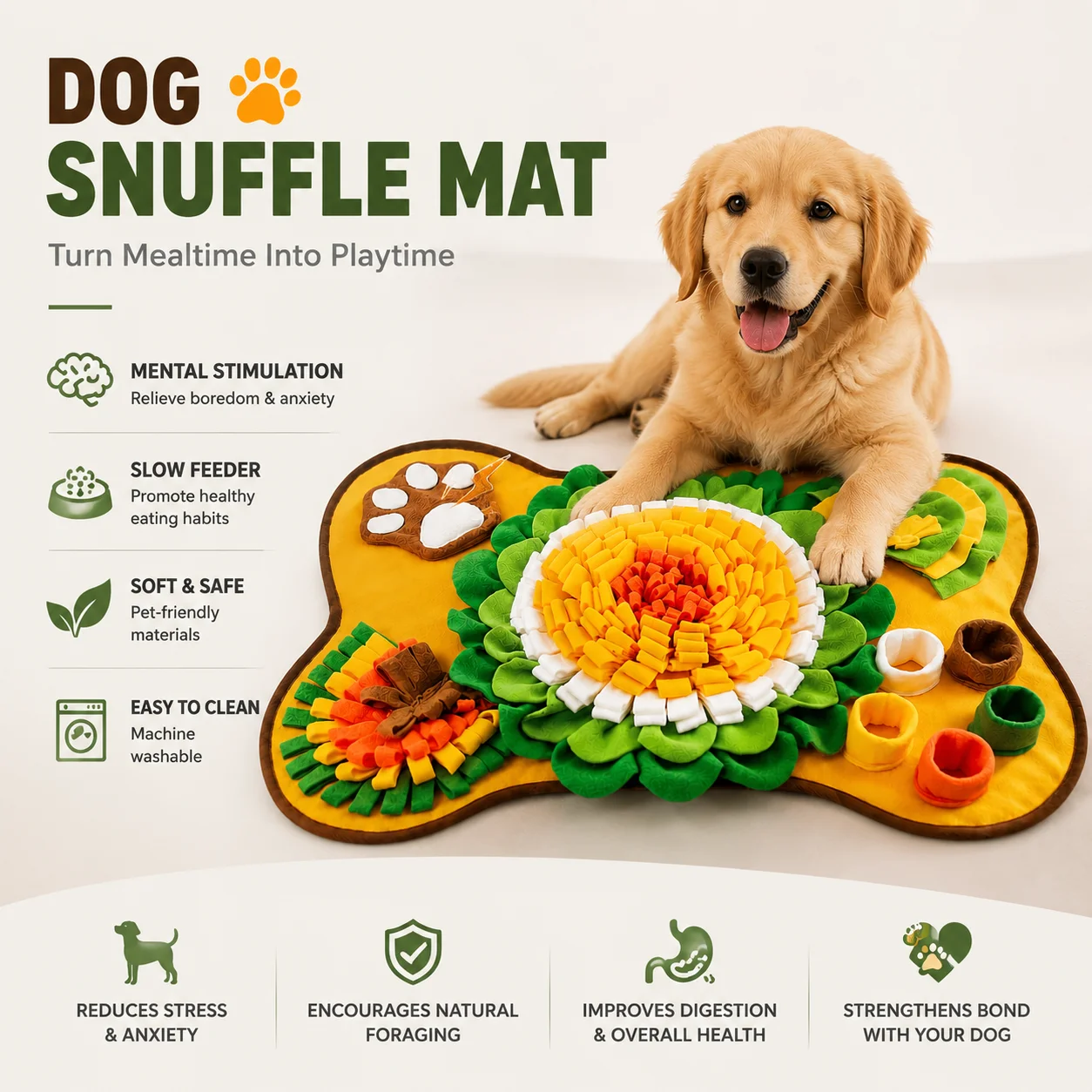 Snuffle Mat For Dogs - بساط تناول الطعام التفاعلي للكلاب، بساط